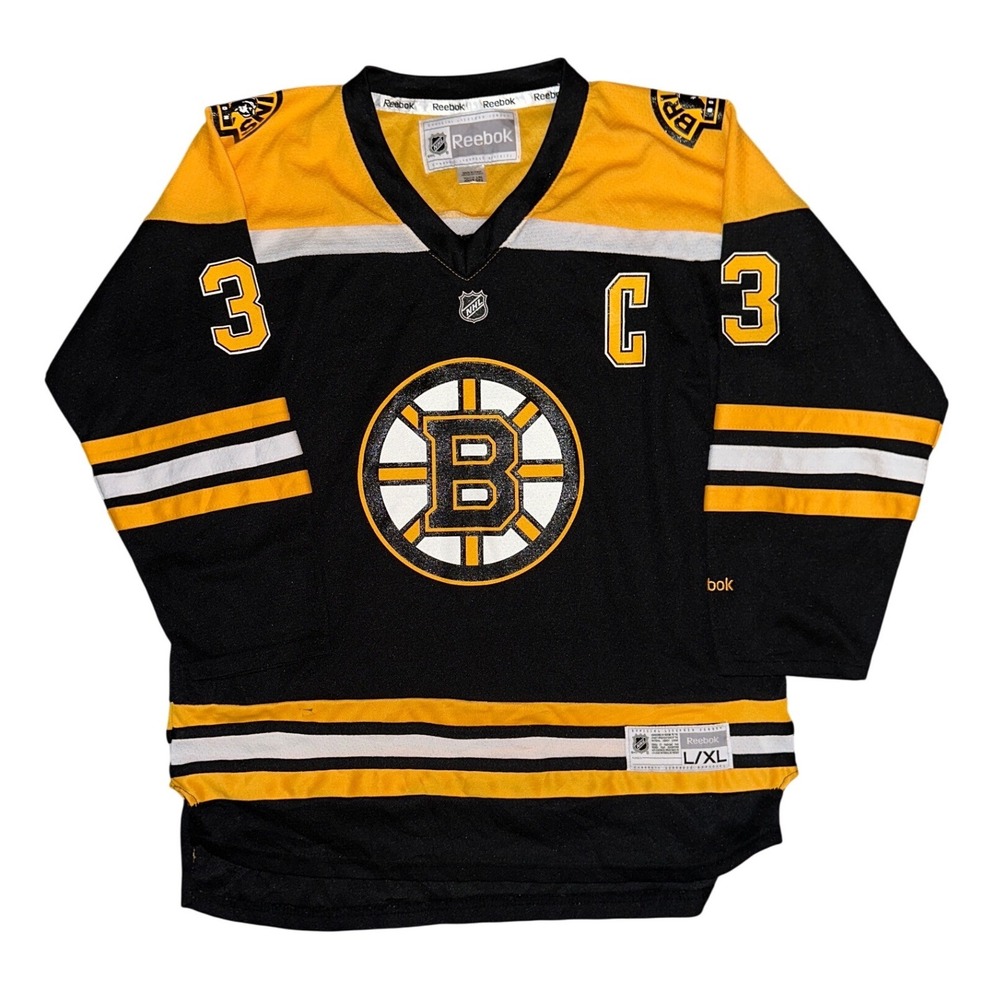 Reebok NHL Boston Bruins Zdeno Chara 33 Youth L/XL Hockey Jersey Black Gold